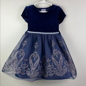 Blueberi Boulevard Blue Velvet Dress Sparkle Skirt